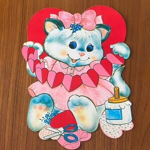 VTG Valentine’s Day Die Cut Cat Decoration